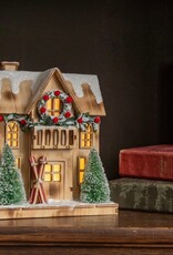 Lighted Wood Ski Lodge