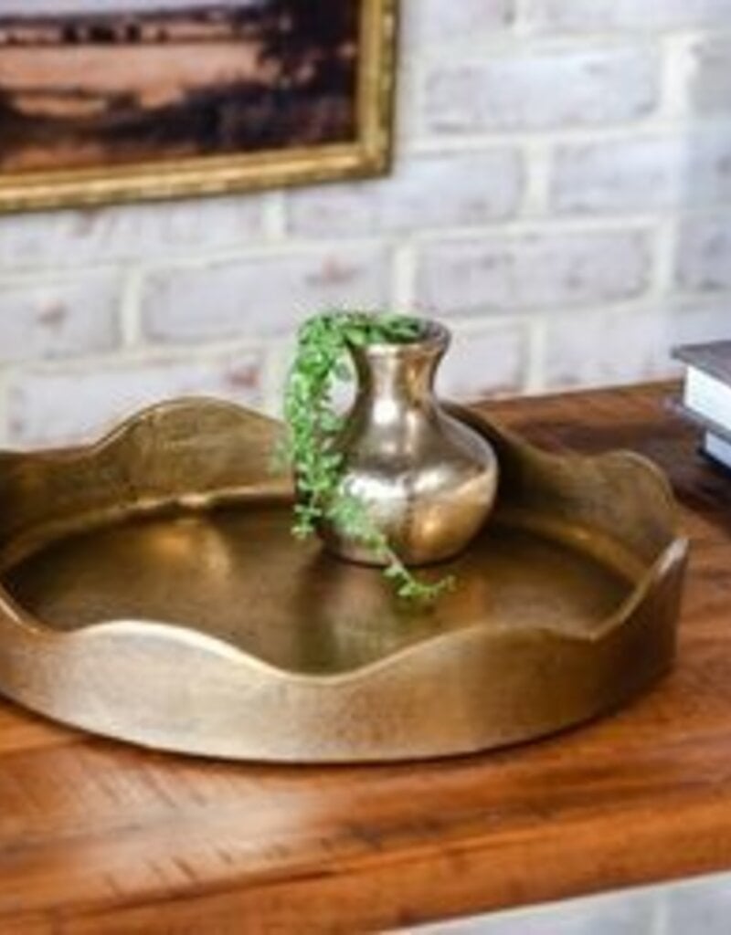 11.5" Ant Gold Ruffle Dish
