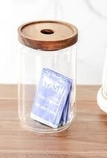 6.7" Glass Jar Acacia Wood Lid