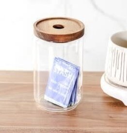 6.7" Glass Jar Acacia Wood Lid