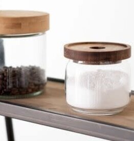 3.5" Glass Jar Acacia Wood Lid