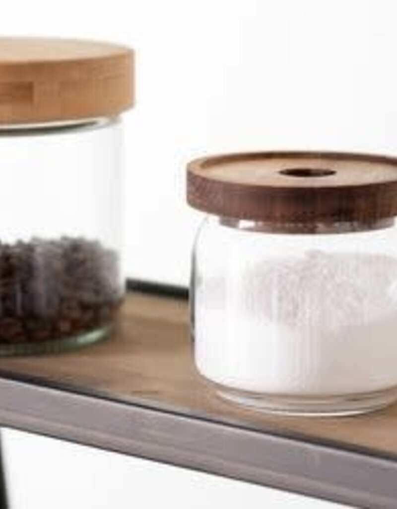 3.5" Glass Jar Acacia Wood Lid