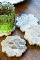 S/4 Leopard Marble Scallop Coasters