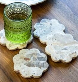 S/4 Leopard Marble Scallop Coasters