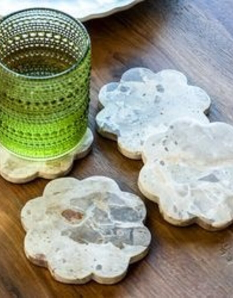 S/4 Leopard Marble Scallop Coasters
