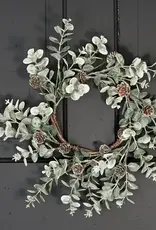16" Wreath, sage eucalyptus w/birchcones