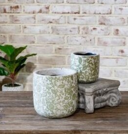 Green Floral Garden Pot