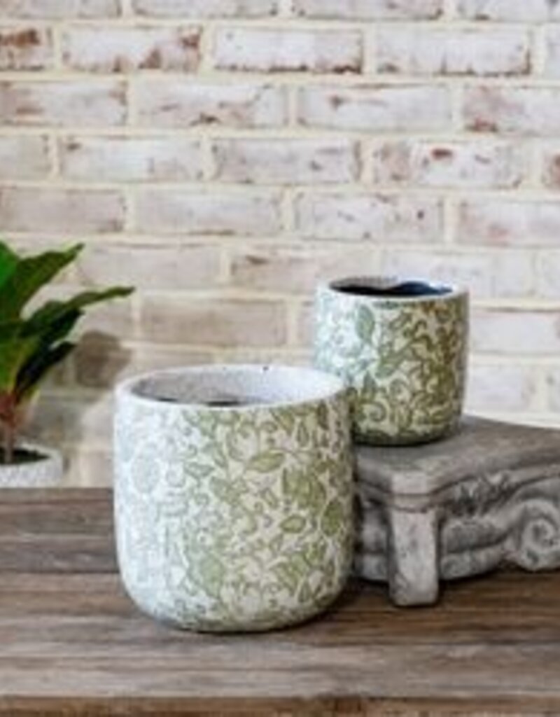 Green Floral Garden Pot