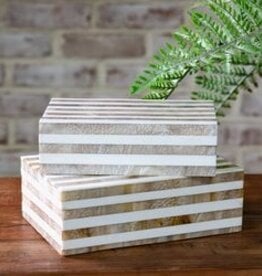 Beige Stripe Resin Box