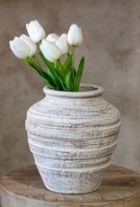 8" White Wash Terra Cotta Vase
