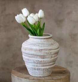 8" White Wash Terra Cotta Vase