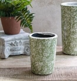 6.5" Green Floral Pattern Ceramic Vase