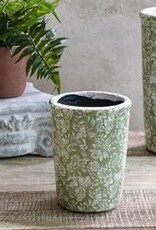 6.5" Green Floral Pattern Ceramic Vase