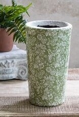 10" Green Floral Patter Ceramic Vase