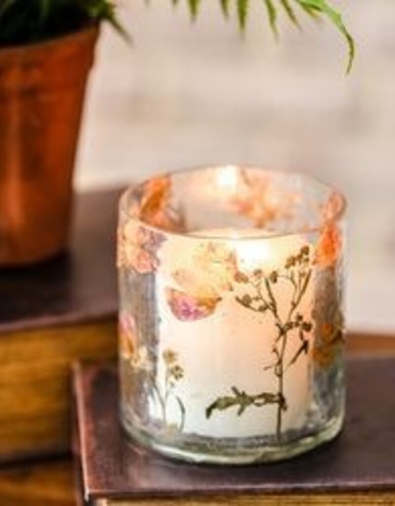 3.5"H Pressed Fuschia Petal Flower Jar