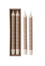 S/2 Horizontal Stripe Taper Candle, Tan