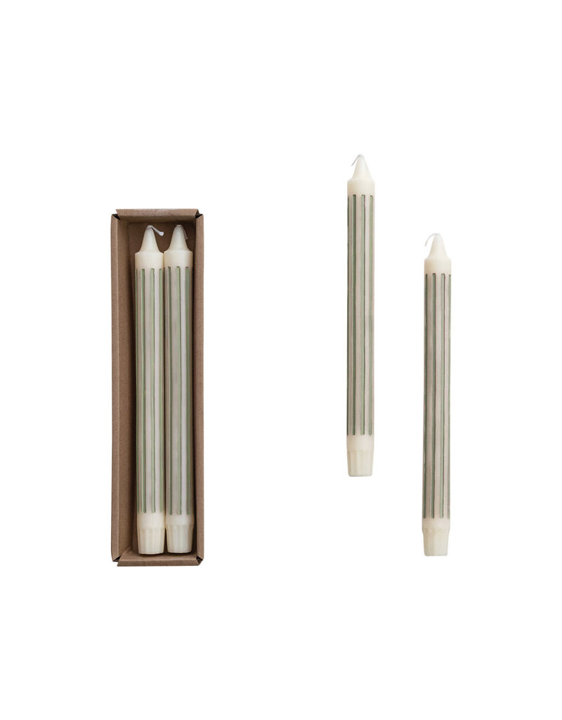 S/2 Vertical Stripe Taper Candle, Grey