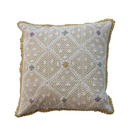 18" Sq. Cotton Crocheted Pillow