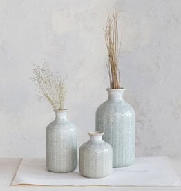 S/3 Stoneware Vases, Grey
