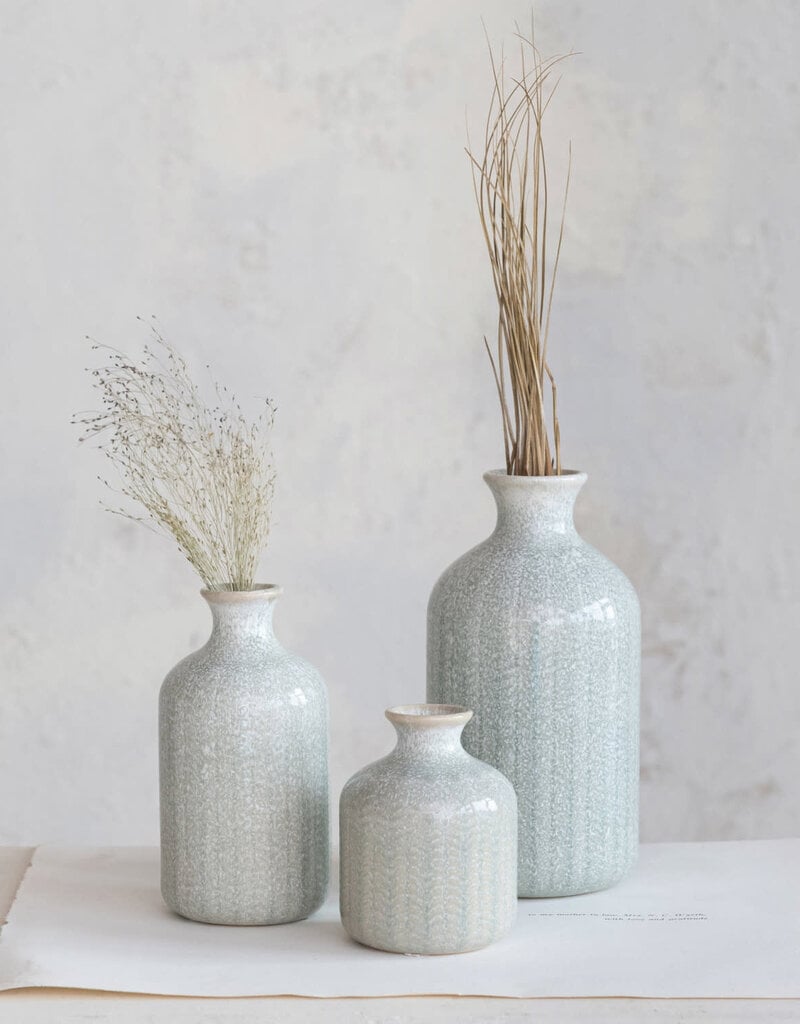 S/3 Stoneware Vases, Grey
