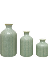 S/3 Stoneware Vases, Grey