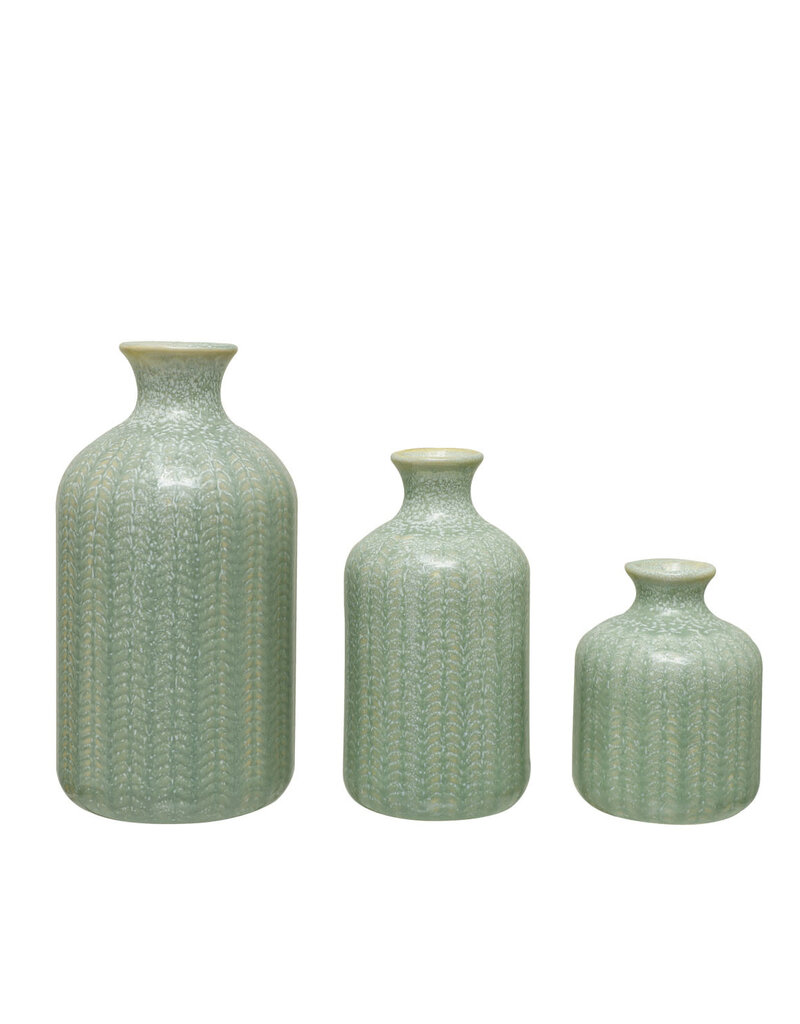 S/3 Stoneware Vases, Grey