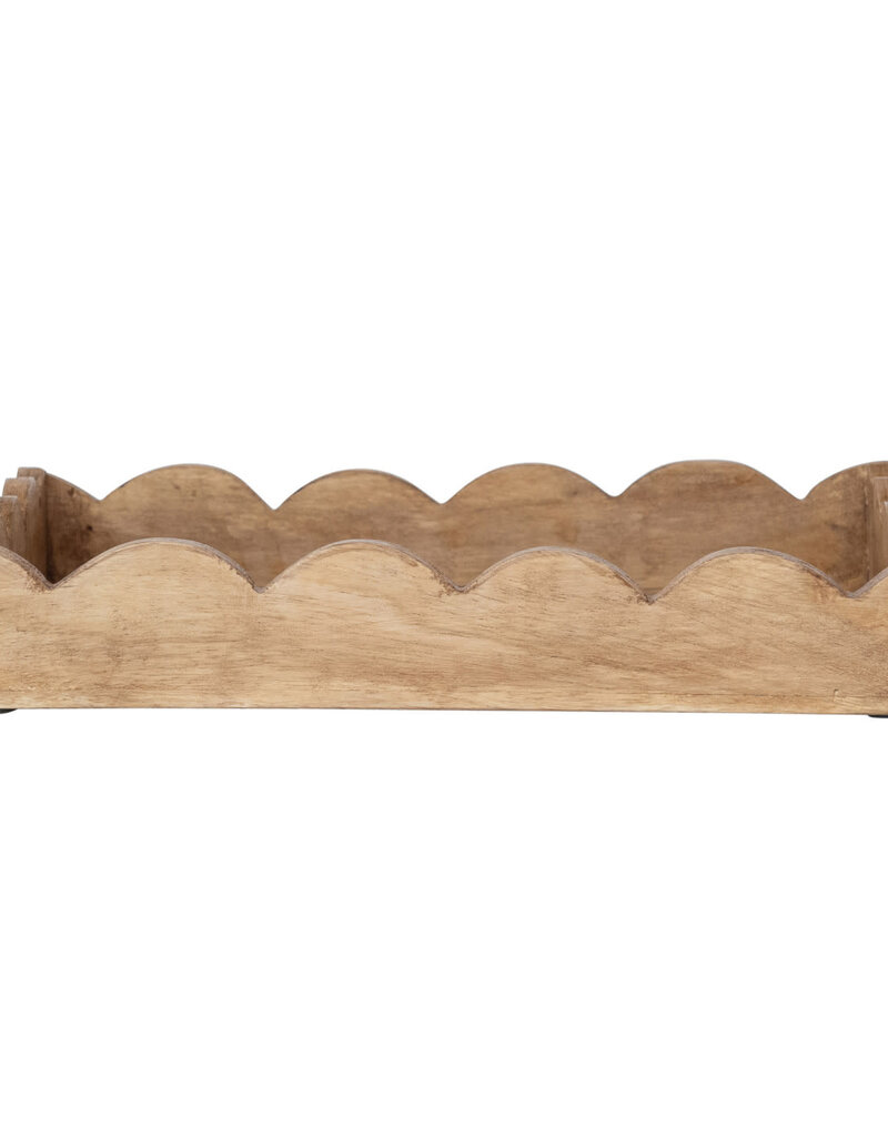 Mango Wood Scalloped Tray, Rectangle