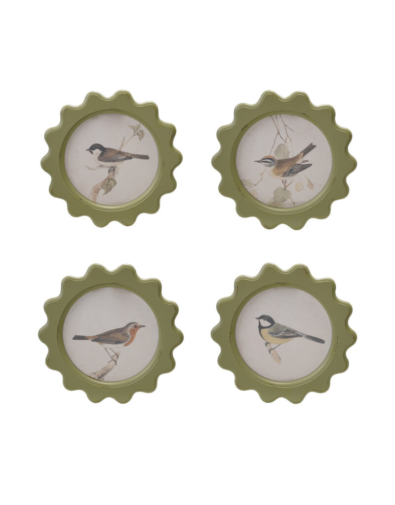 Framed Glass Wall Decor w/Bird, 4 Styles