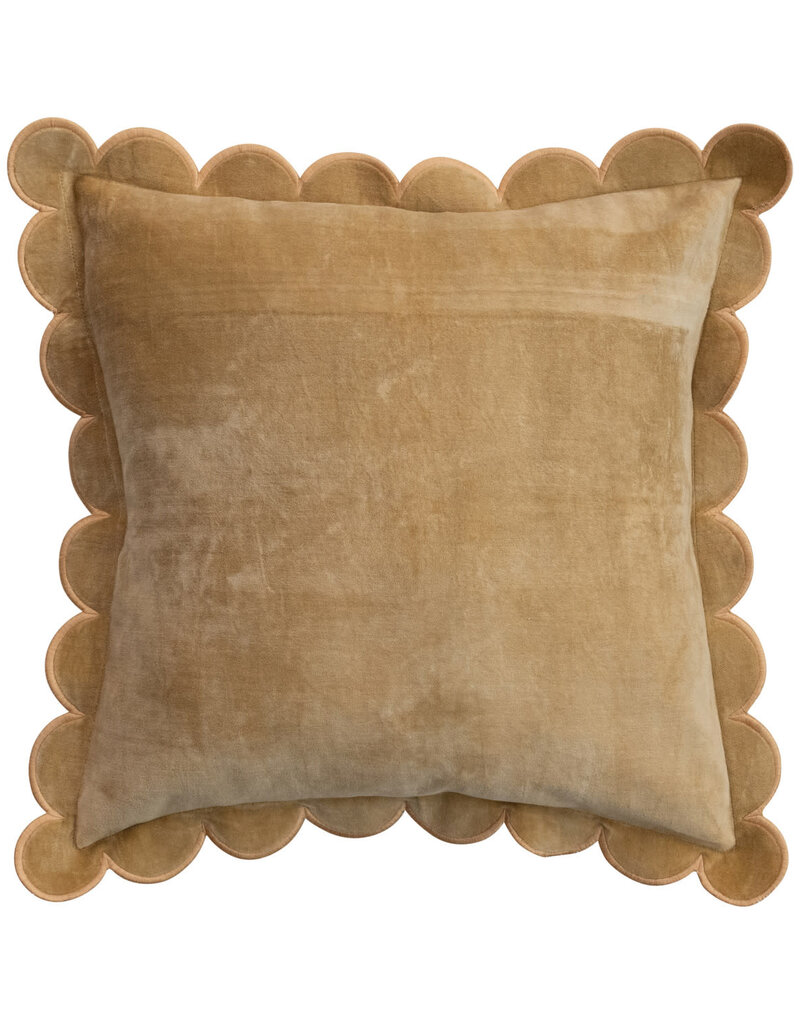 Cotton Velvet Scalloped Pillow, 18"