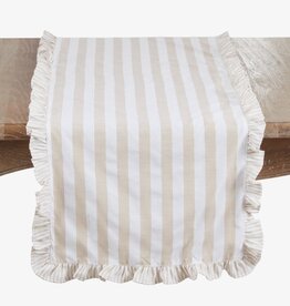 Striped Ruffle Edge Decorative Table Runner