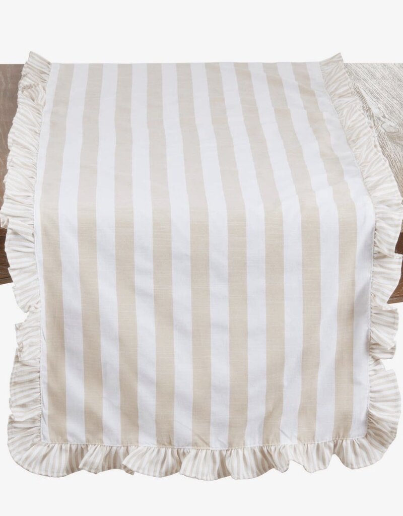 Striped Ruffle Edge Decorative Table Runner