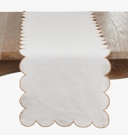 Cotton Stripee Scalloped Decorative Runner