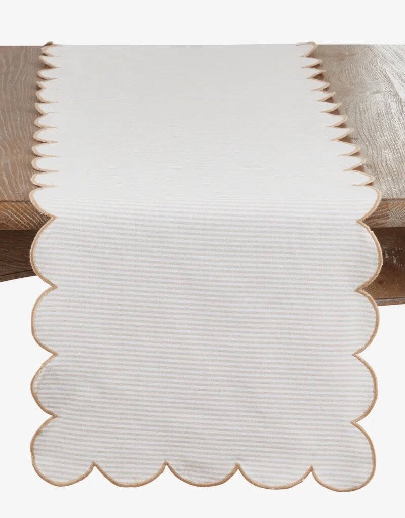 Cotton Stripee Scalloped Decorative Runner