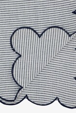 Cotton Striped Scalloped Table Runner, Navy