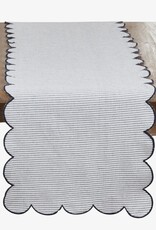 Cotton Striped Scalloped Table Runner, Navy