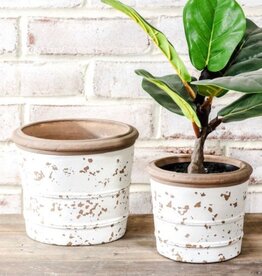 Vintage white Bucket Planter