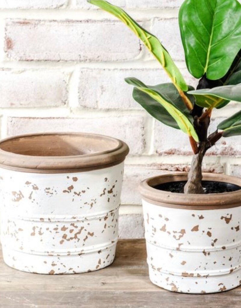 Vintage white Bucket Planter