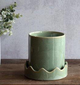 Green Planter w/Saucer