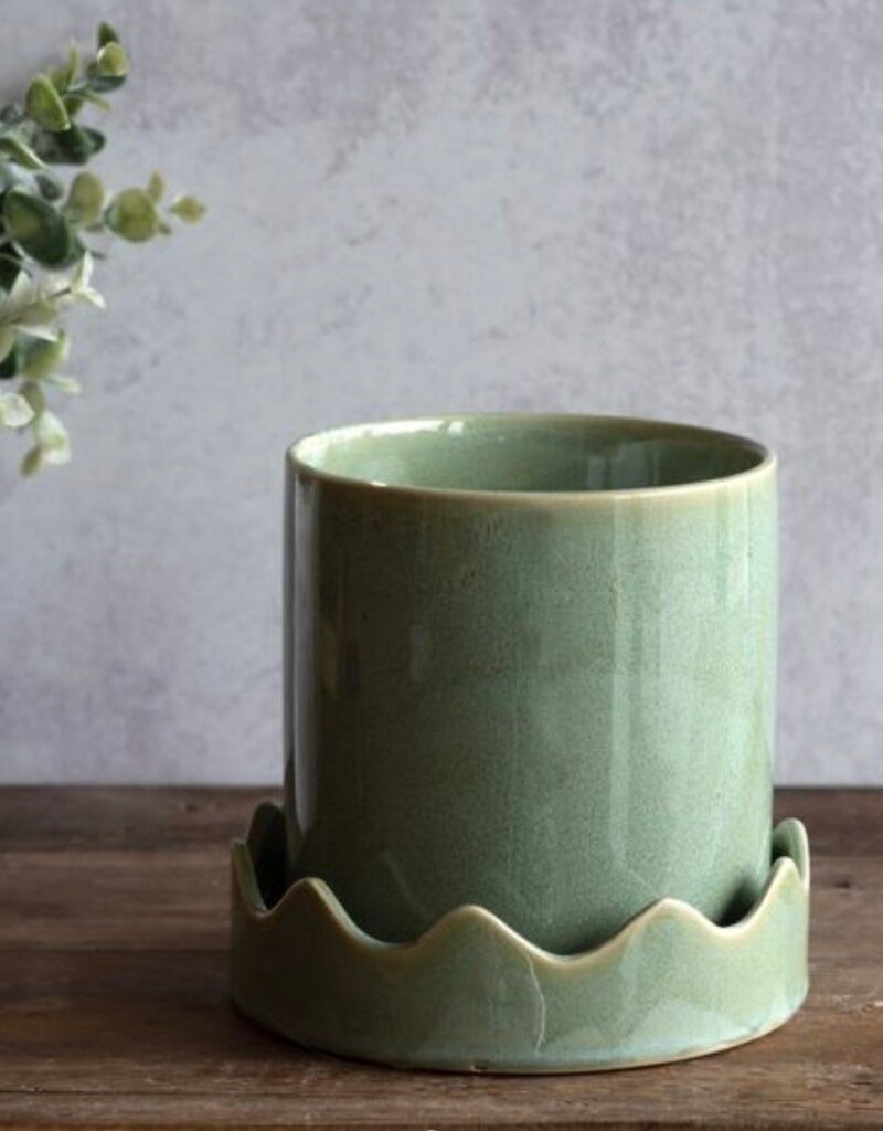 Green Planter w/Saucer