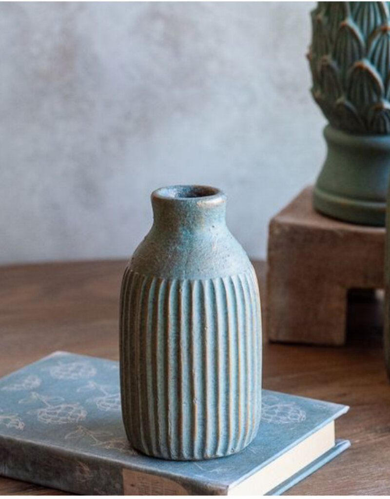 5" Green Cement Vase