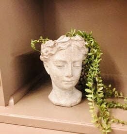 Small Woman Head Planter, 6.5"H