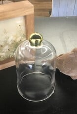 Bell Shaped Cloche w/Gold Knob, 6"