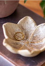 4" Beige Ceramic Flower Dish