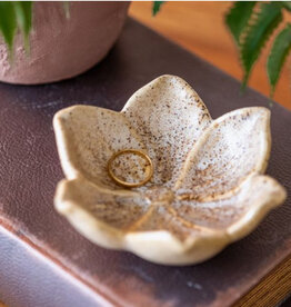 4" Beige Ceramic Flower Dish