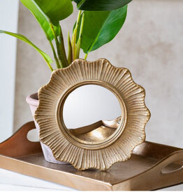 6.7" Round Deco Edge Gold Mirror