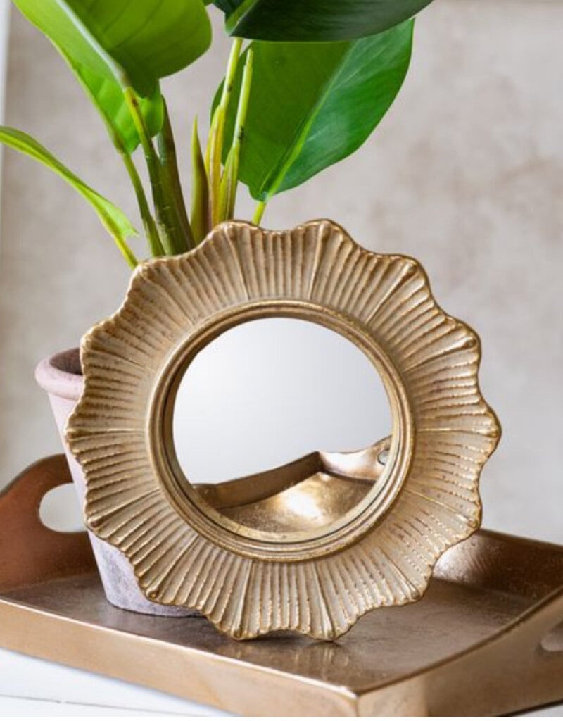 6.7" Round Deco Edge Gold Mirror