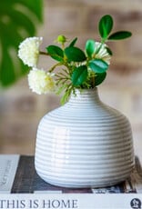 5" White Line Ceramic Vase