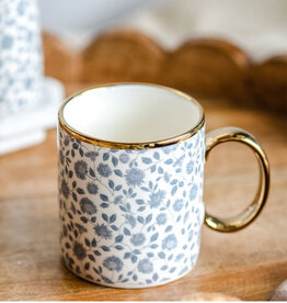 Gold Accent Tiny Flower Mug