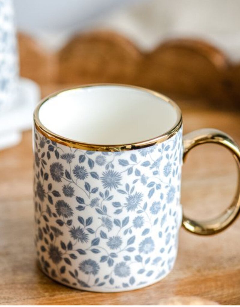 Gold Accent Tiny Flower Mug