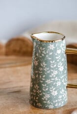 Gold Accent White Flower Pitcher